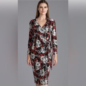 The Limited Black and Red Floral Long Sleeve Dress